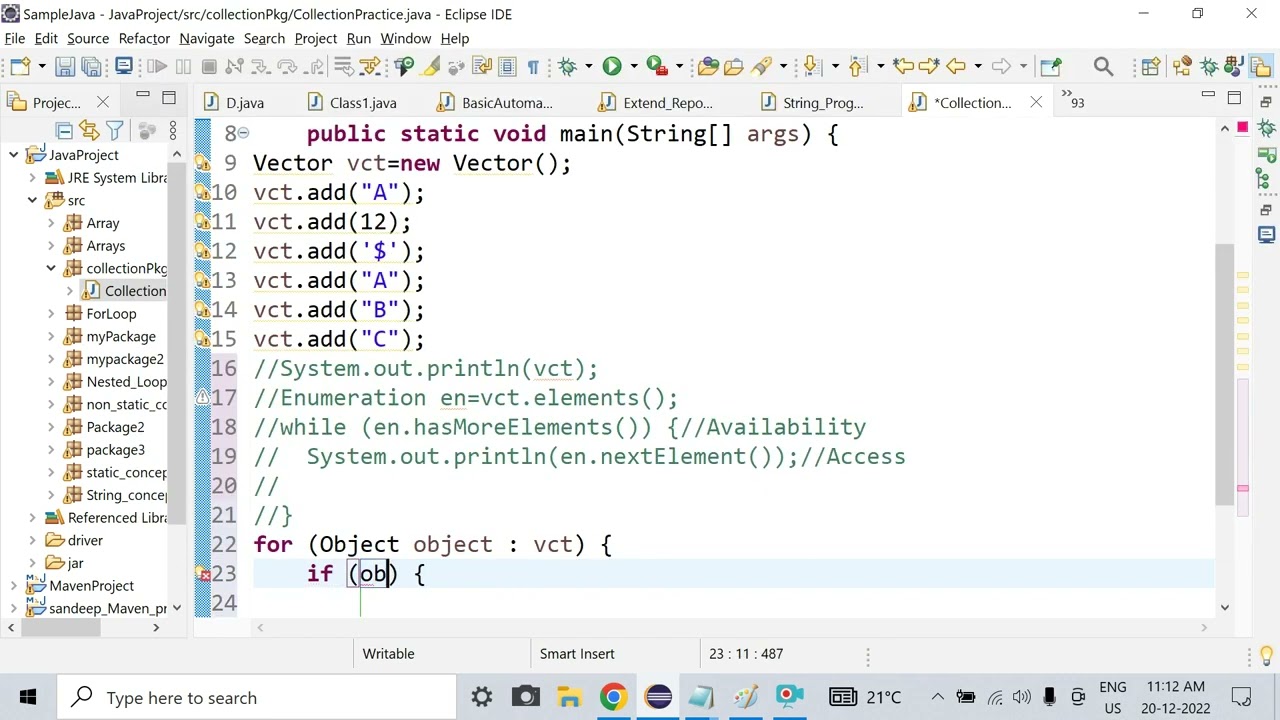 Selenium class 41 || collection framework || iterator, hash set and linked hash set