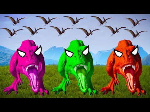 T-REX COLOR PACK vs CARNOTAURUS vs OXALAIA vs INDORAPTOR - Jurassic World Evolution