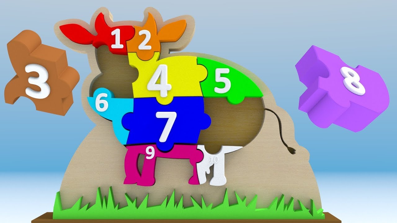 Puzzle dla dzieci z krową - Poznajemy kolory i liczby | CzyWieszJak