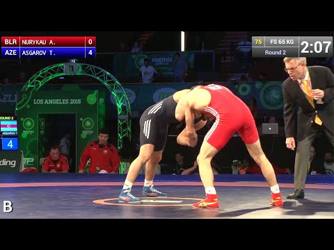 Round 2 FS - 65 kg: Toghrul ASGAROV (AZE) df. Azamat NURYKAU (BLR), 6-2
