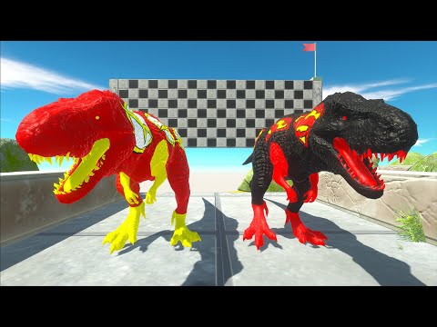Flash T-rex vs Dark Superman Death Run - Animal Revolt Battle Simulator