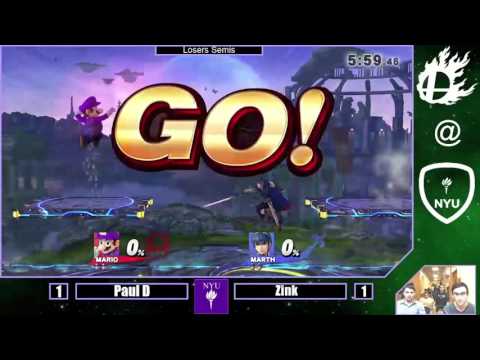 Paul D (Mario) vs Zink (Marth) - LS - Smash 4 NYU Tournament #5