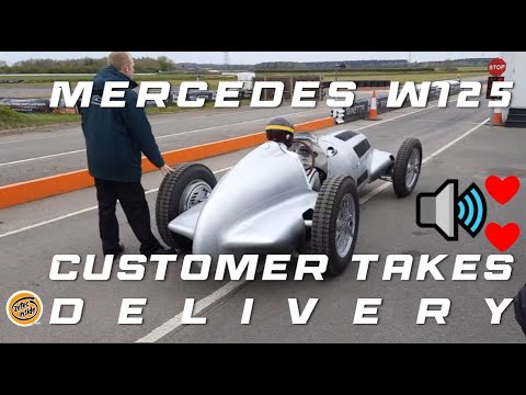 Thumbnail for Mercedes Silver Arrow W125 at Blyton Park - customer takes delivery and first drive by Car