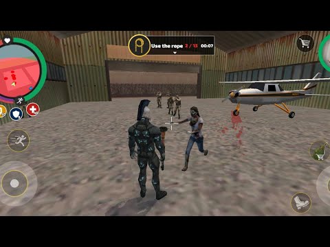rope hero vice town (rope hero with drive police car and enter army werehouse- zombies in army base 