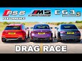 New Audi RS6 Perf v BMW M5 v AMG E63 S: DRAG RACE