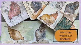 Paint Loose Watercolor Chickens with Fun Salt Texture | Easy DIY Tags & Bookmarks
