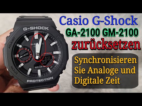 Casio G-Shock GA2100 GM2100 5611 Zurücksetzen | Analoge und digitale Zeit Synchronisieren (Deutsch)