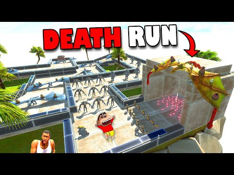 CHOP DEATH RUN vs SHINCHAN TEAM and HAMID TEAM in Animal Revolt Battle Simulator Hindi | DEATH TRAP