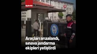 Manisa’da KPSS yolunda araçlarının lastiği patlayan 3 adayın yardımına jandarma 