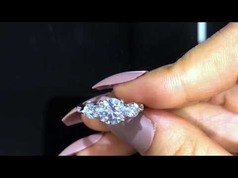 Italo Jewelry Unique Three Stone Lab-Created White Sapphire Engagement & Wedding Rings -211098