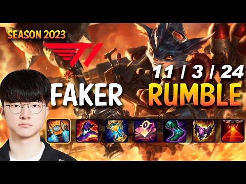 T1 Faker RUMBLE vs AZIR Mid - Patch 13.17 KR Ranked