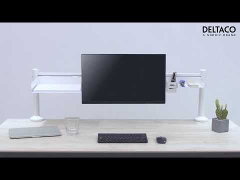 DELTACO OFFICE Aliuminio šiferio plokštė, skirta stalui, 110 cm, balta DELO-0151 video