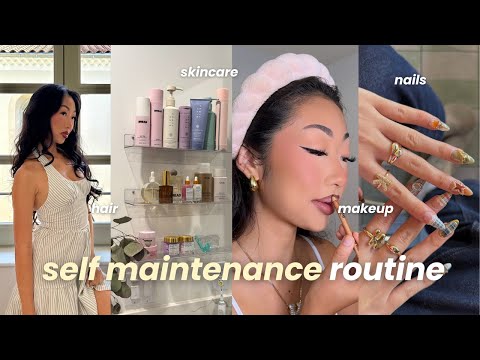 AT HOME SELF MAINTENANCE ROUTINE | diy lash extensions, waxing, skincare, press ons, makeup + more