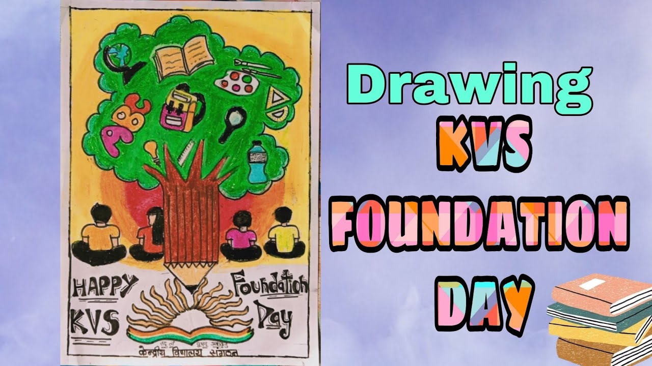 Drawing on KVS foundation day/kendriya vidyalaya 57th foundation day poster/ kvs school drawing