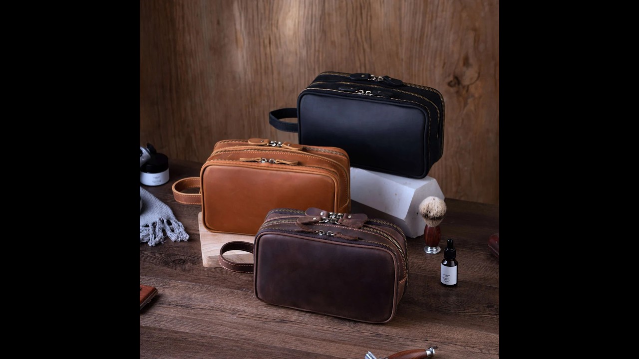 Personalized Groomsmen Gift, Leather Toiletry Bag Men, Leather Dopp Kit, Gift for Him