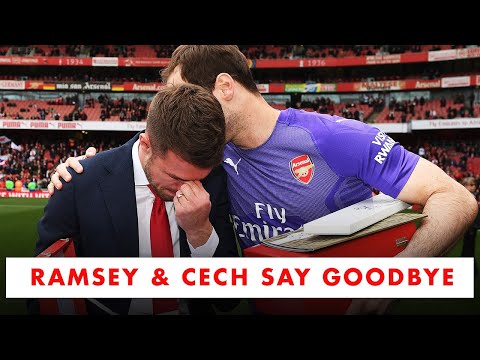 Ramsey and Cech receive a guard of honour as they say goodbye to Arsenal