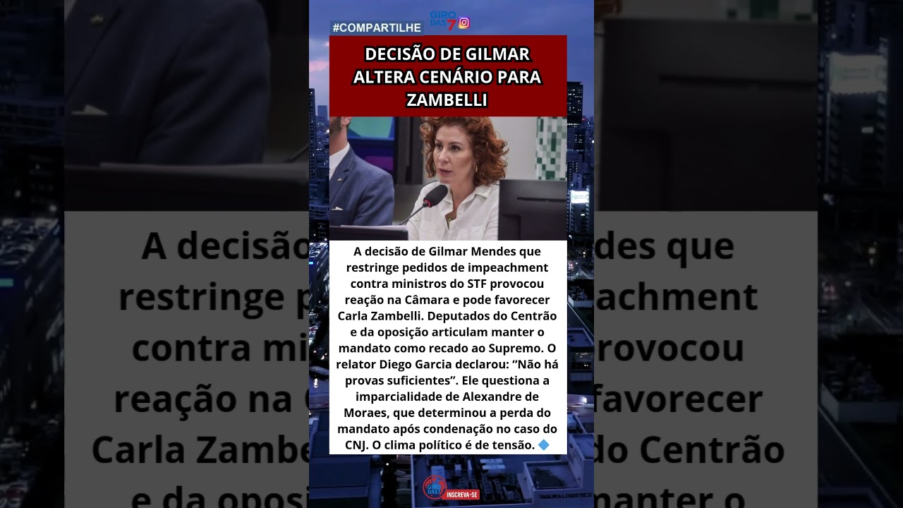 Decisão de Gilmar altera cenário para Zambelli