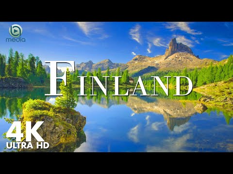 FLYING OVER FINLAND (4K UHD)  Amazing Beautiful Nature Scenery with Relaxing Music for Stress Relief