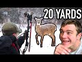 EPIC 20 YARD SHOT IN THE SNOW Whitetail Deer Bow Hunting