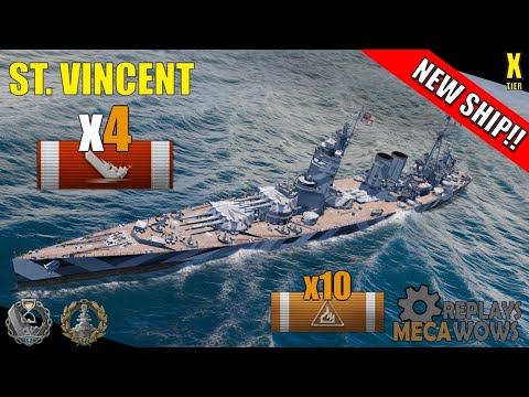 World of Warships NEW SHIP! St. Vincent - 4 Kills & 197k Damage