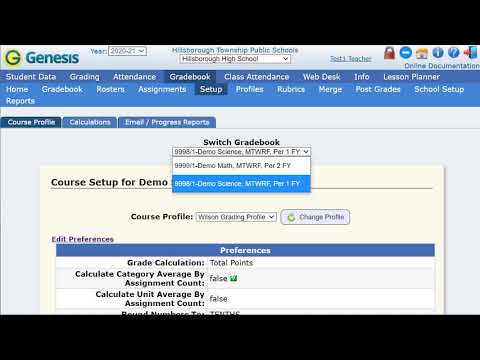 Genesis Assigning Grading Profile To Classes