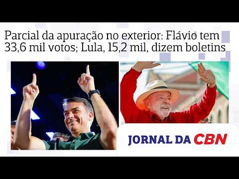 Resultado parcial da apuração no exterior: Flávio tem 33,6 mil votos; Lula, 15,2 mil, dizem boletins