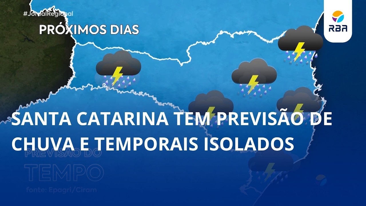 Santa Catarina tem previsão de chuva e temporais isolados