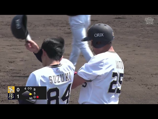 【ファーム】均衡を破る!! バファローズ・内藤鵬 センター前へのタイムリーヒットで先取!! 2025年6月29日 オリックス・バファローズ 対 福岡ソフトバンクホークス