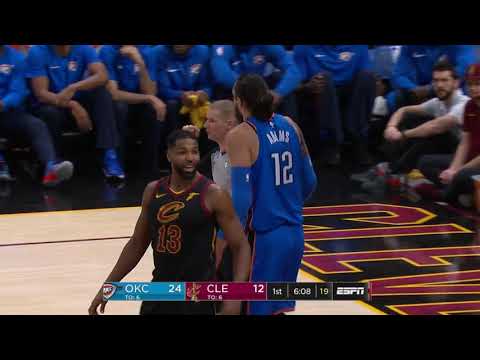 Steven Adams Tackles Lebron James | Thunder vs Cavaliers | January 20, 2018 | 2017-18 NBA Season