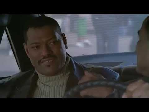Once in the Life trailer still — Laurence Fishburne stands in a dim hallway as sirens and city neon bleed in