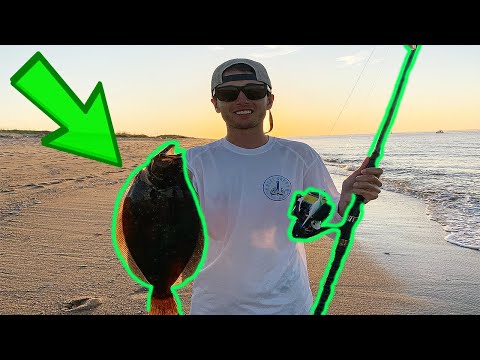 SURF Fishing For FLOUNDER ~ CATCH, CLEAN & COOK (EASY Recipe)