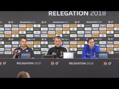 Pressekonferenz nach dem Relegationsrückspiel Aue - KSC 3:1