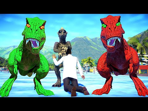 Sleestak In Jurassic World Evolution - Indominus Rex Vs E750 Scorpius REX,T-REX Dinosaurs Fighting