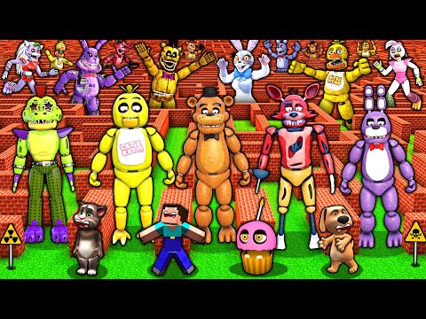 SURVIVAL in SECRET MAZE of FIVE NIGHTS AT FREDDY'S in MINECRAFT animation! FNAF MOVIE gameplay