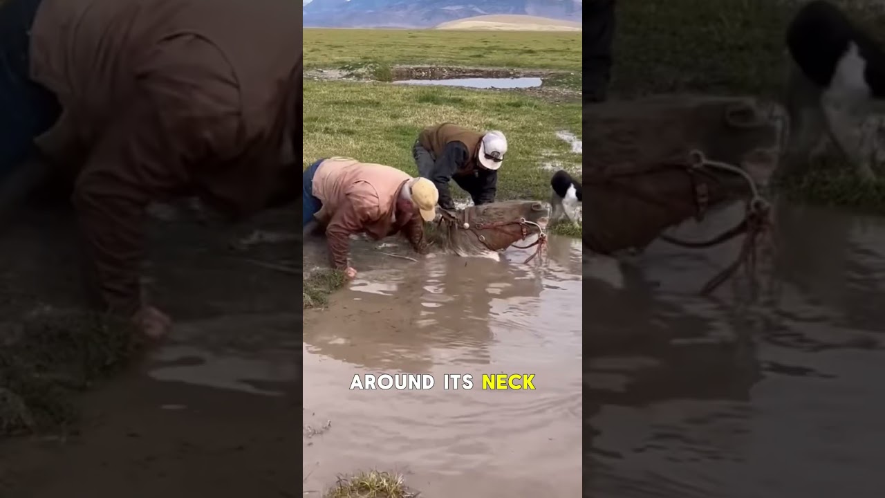 Horse Trapped in Deep Mud Rescue!#shorts #animals #fyp #horse