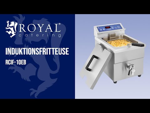 Video - Induktionsfritteuse - 5,5 l - 3500 W - Ablasshahn - Timer - Royal Catering