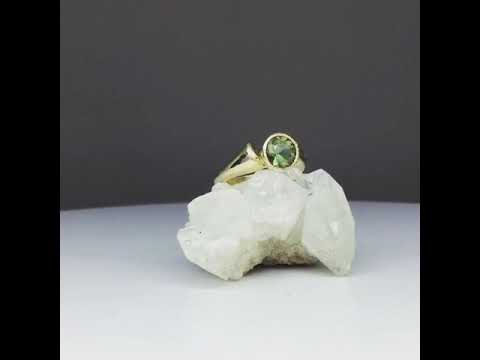 Artisan Green Oregon Sunstone gem Mountain Peak engagement ring