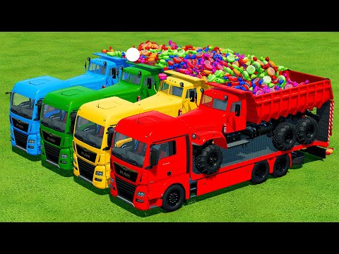 LOAD AND TRANSPORT CANDY WITH JOHN DEERE TRACTORS - Farming Simulator 22