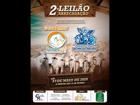 2° LEILÃO ARRECADAÇÃO EQUOTERAVIDA DE SÃO MIGUEL DO ARAGUAIA - GO 23/05/2026 | LEILÃO AO VIVO.