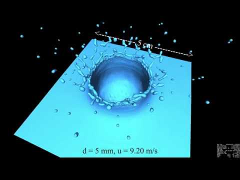 Simulating terminal velocity raindrop impacts with FluidX3D at Reynolds number 51k