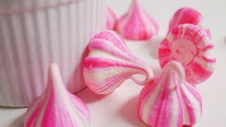 핑크 머랭쿠키 만들기 (+먹는소리) Pink Meringue Cookies | 한세