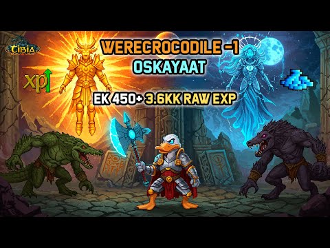 Werecrocodile -1 | 3.6kk RAW EXP | 500K+ Profit | Knight 450+ | Tibia Global | EK Solo