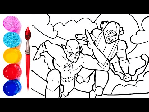 FLASH AND GREEN ARROW // FLASH & ARROW COLORING PAGES // HOW TO DRAW FLASH AND ARROW