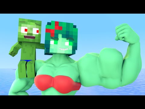 Top Minecraft Life of Muscles and love Zomma ZomBo & | Muscular girl | Minecraft Animation