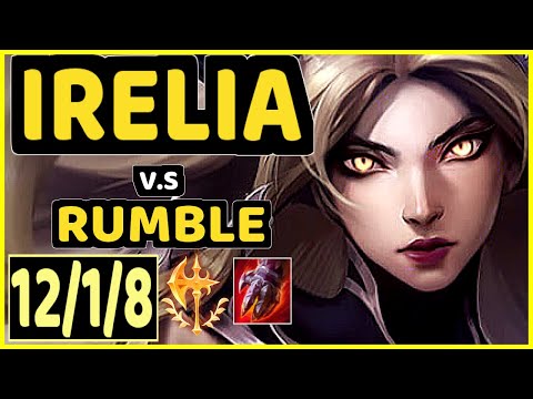 BJERGSEN (IRELIA) vs RUMBLE - 12/1/8 KDA MID GAMEPLAY - NA Ranked MASTER