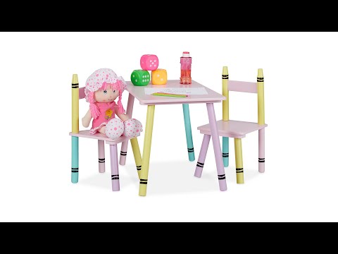 3-teilige Kindersitzgruppe bunt Pink - Türkis - Gelb - Holzwerkstoff - 60 x 45 x 40 cm