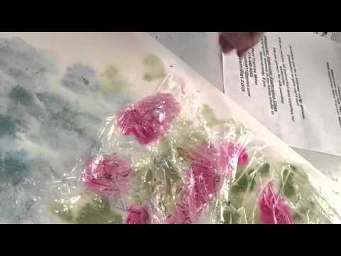 Creating watercolor flowers with Saran Wrap