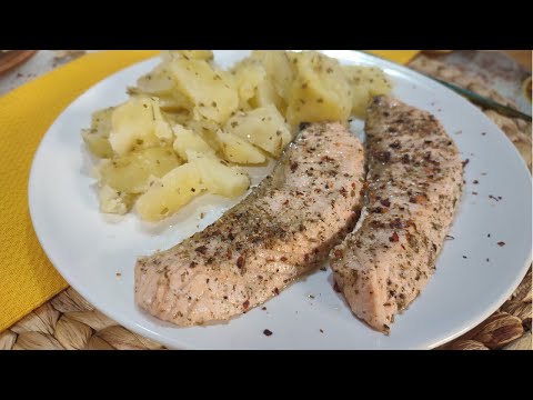 SALMÓN A LAS FINAS HIERBAS CON PATATAS, 100% al vapor! Resultado perfecto con Mambo!!!