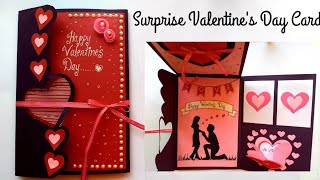 Surprise Valentine's Day Card/ Special Valentinesday card diy tutorial/love card for scrapbook