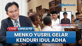 Menko Yusril Kenduri Iduladha di Desa Lalang saat Mudik ke Beltim, Duduk Lesehan bareng Warga